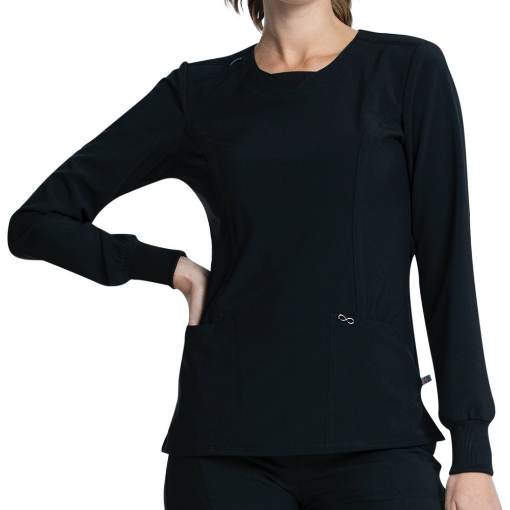 Infinity Long Sleeve V-Neck Top in Black Sz XS-XXL